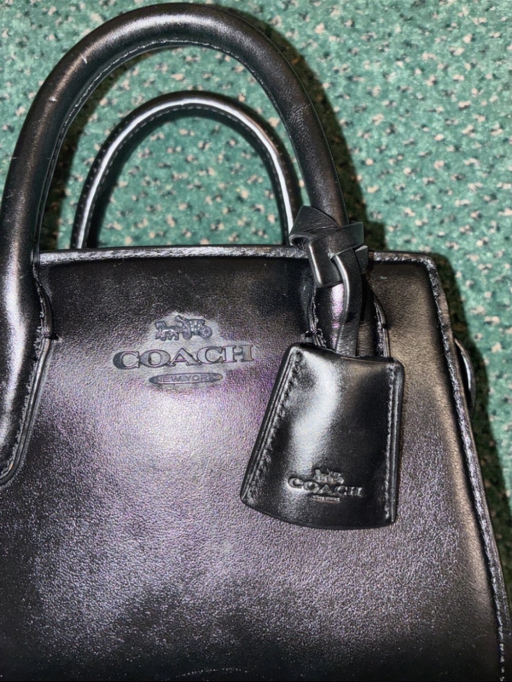 Coach Andrea Mini Black Leather Top-Handle Carryall Crossbody - Picture 2 of 11